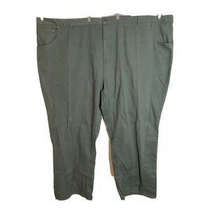 Women Within Jeans Size 42Tall Green Cotton Straight Leg Plus Size Pant